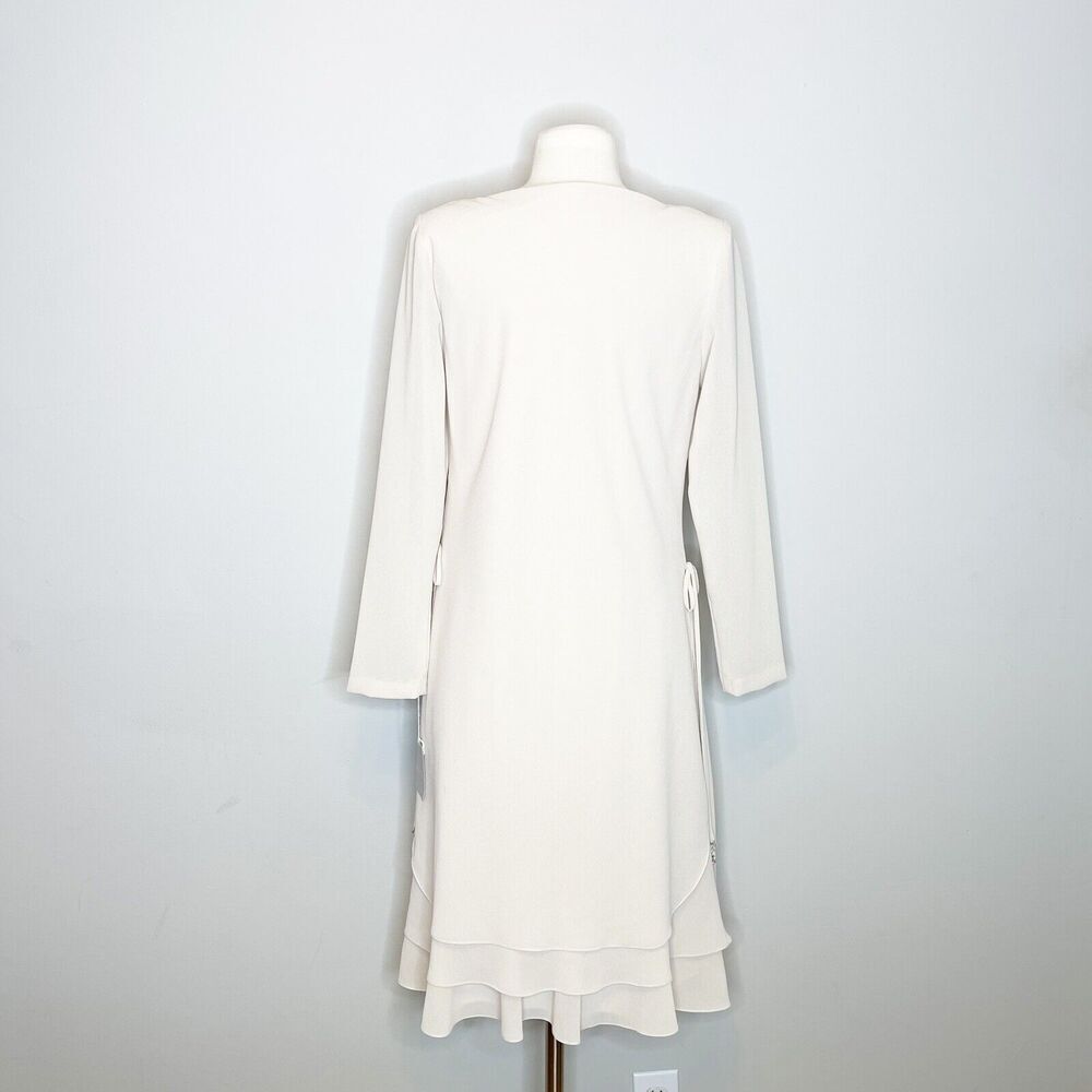 NEW Vintage Y2K Cattiva Size 6 Dress Beige Tan Shift Layered Long Sleeve Dressy - Picture 4 of 5